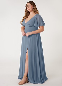 Azazie Kimber Bridesmaid Dresses Twilight A-Line Flounce Sleeve Chiffon Dress image7