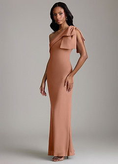 Azazie Yuanna Bridesmaid Dresses Bronzer Mermaid One Shoulder Chiffon Dress image5
