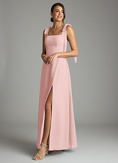 Azazie Debra Bridesmaid Dresses Powder Pink A-Line with Pockets Chiffon Convertible Dress image8