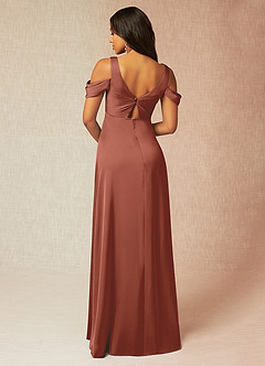 Azazie Rhea Maternity Bridesmaid Dresses A-Line Off-The-Shouler Pleated Stretch Satin Floor-Length Dress image2