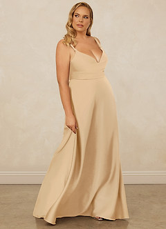 Christian Siriano Bridal for Azazie 1001 Bridesmaid Dresses Gold A-Line Sweetheart Neckline Stretch Satin Dress image14