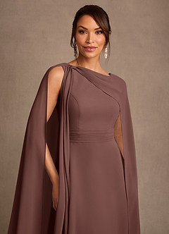 Azazie Liddie Vestidos para mãe da noiva Vestido Café Expresso de Chiffon de Linha A com Plissado image6