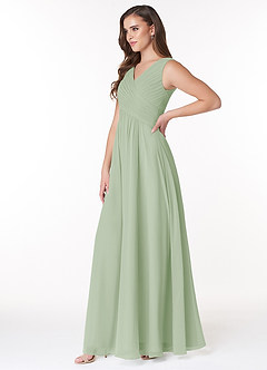 Azazie Flora Bridesmaid Dresses Dusty Sage A-Line Pleated Chiffon Dress image3