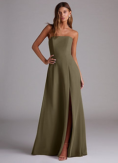 Azazie Wren Bridesmaid Dresses Willow Green A-Line Side Slit Chiffon Convertible Dress image5