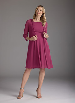 Azazie Sunny Mother of the Bride Dresses Mulberry A-Line Pleated Mesh Dress image2
