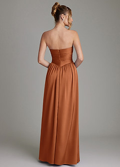 Azazie Zena Bridesmaid Dresses Copper A-Line Strapless Stretch Satin Dress image6