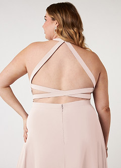 Azazie Clarice Bridesmaid Dresses Rose Petal A-Line Halter Chiffon Dress image10