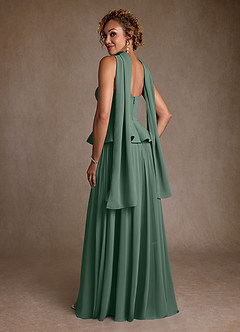 Azazie Josabeth Final Sale Eucalyptus A-Line Pleated Chiffon Dress image6