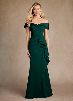 Azazie Laredo Mother of the Bride Dresses Pine Mermaid Off the Shoulder Stretch Crepe Dress image1