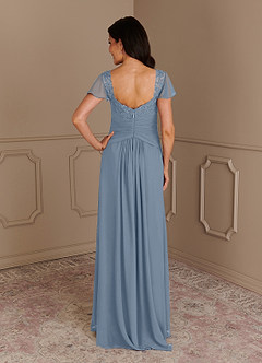 Azazie Gwenyth Kleider für die Brautmutter A-Linie Spitze Chiffon Kleid Staubblau image2