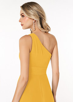 Azazie Dallas Bridesmaid Dresses Marigold A-Line One Shoulder Chiffon Dress image5