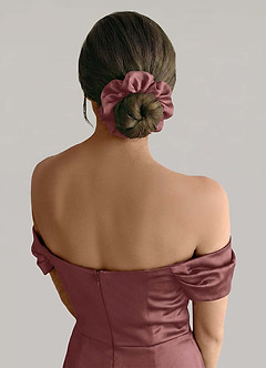 front Matching Color Six-Piece Mixed Color Bridesmaid Stretch Satin Regular Size Scrunchie Set