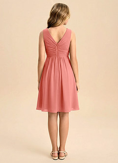 Azazie Skyla Junior Linia A Pofałdowany Szyfon Mini Młodsza druhna Sukienka image2