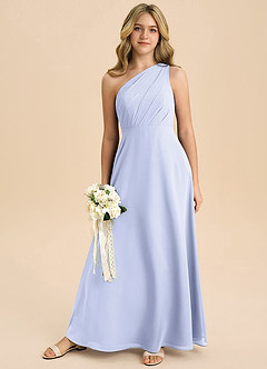 Azazie Phaedra Junior Vestido de Lavanda de Gasa de Corte en A con Plisado image8