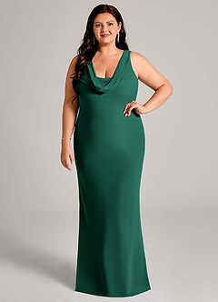 Azazie Rylina Bridesmaid Dresses Emerald Mermaid Pleated Chiffon Dress image7