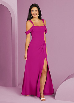 Barbie ♥ Azazie Vestidos de damas de honor Vestido de Fucsia de Gasa de Corte en A con Vestidos sin tirantes image2