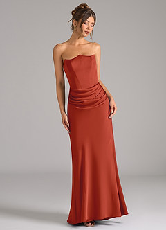 Azazie Debby Bridesmaid Dresses Rust Mermaid Strapless Stretch Satin Convertible Dress image3