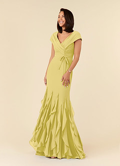 Azazie Bailora Mother of the Bride Dresses Canary Mermaid Ruched Chiffon Dress image1