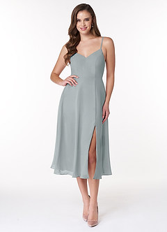 Azazie Clarissa Bridesmaid Dresses Dolphin Grey A-Line V-Neck Chiffon Dress image1