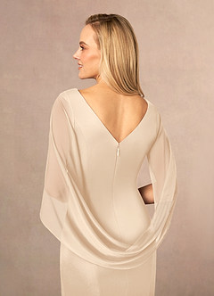 Azazie Belladonna Mother of the Bride Dresses Champagne Mermaid Scoop Pleated Mesh Dress image6