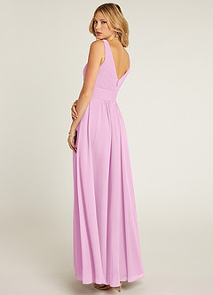 Azazie Pierrette Robes de demoiselle d'honneur Robe Trapèze en Mousseline de soie Plissée Rose Bonbon image4