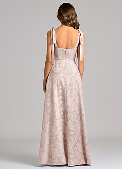 Azazie Debra 신부 들러리 드레스 A라인 포켓이 있는 플로럴 번아웃 바닥 길이 드레스 image6