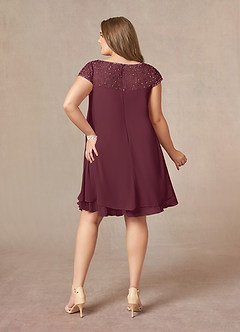 Azazie Tess Mother of the Bride Dresses Cabernet Empire Sequins Chiffon Dress image8