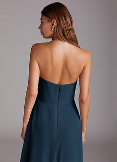 Azazie Wren Brautjungfernkleider Wandelbar A-Linie Seitliche Cut-Outs Chiffon Kleid Dunkelmarine image8