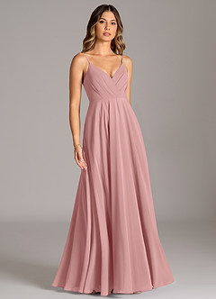Azazie Amani Bridesmaid Dresses Dusty Rose A-Line Pleated Chiffon Dress image5