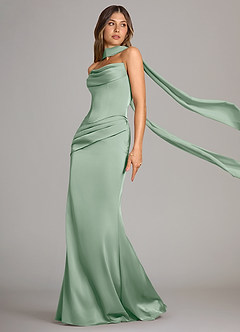 Azazie Sorrel Bridesmaid Dresses Agave Mermaid Strapless Stretch Satin Convertible Dress image4