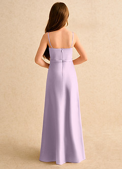 Azazie Fishie Girls Formal Flower Girl Dresses Frosted Lilac A-Line Matte Satin Dress image7