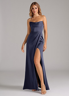 Azazie Johana Bridesmaid Dresses Stormy Mermaid Off the Shoulder Stretch Satin Convertible Dress image4