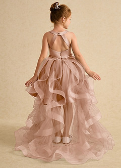 Azazie Julietta vestidos de niña de las flores Vestido de Champán Rosado de Tul de Princesa con Convertible image1
