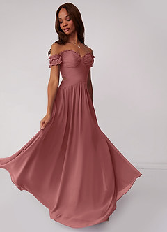 Barbie ♥ Azazie Bridesmaid Dresses Amethyst A-Line Off the Shoulder Chiffon Convertible Dress image2