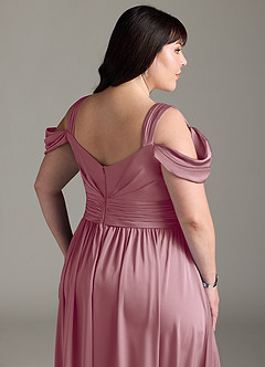 Azazie Lianne Bridesmaid Dresses Vintage Mauve A-Line Off the Shoulder Stretch Satin Dress image15