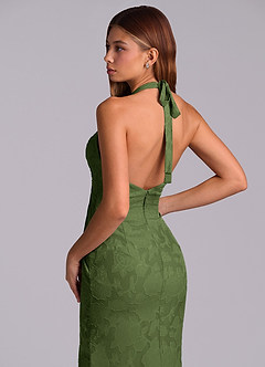 Azazie Valerie 신부 들러리 드레스 인어 주름진 플로럴 번아웃 바닥 길이 드레스 image2