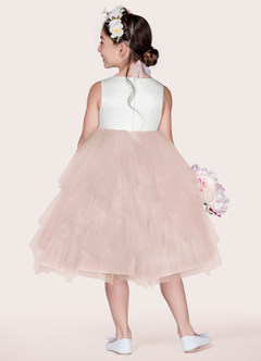 Azazie Redondo Flower Girl Dresses Ball-Gown Embroidered Tulle Knee-Length Dress image4