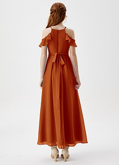 Azazie Chaya Junior Paprika A-Line Off the Shoulder Chiffon Dress image2