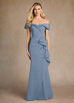 Azazie Laredo vestidos de madre de la novia Vestido de Azul Polvoriento de Crepé elástico de Sirena con Vestidos sin tirantes image1