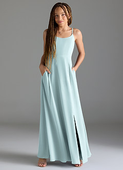Azazie Moira Junior Mist A-Line with Pockets Chiffon Dress image4