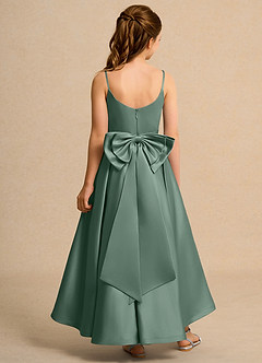 Azazie Sweets Junior Formal vestidos de niña de las flores Vestido de Eucalipto de Satin Mate de Corte En A con Plisado image2