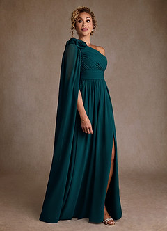 Azazie Lancaster Abiti per la Madre della Sposa Abito A-Line in Chiffon Monospalla Pino image3