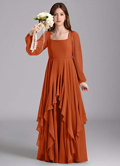 Azazie Clara Junior Klänning av A-Line i Chiffong Blouson image3