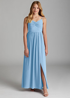 Azazie Zeya Junior A-Linie Chiffon Kleid Puderblau image1