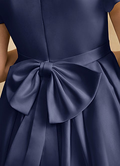 Azazie Pearl Flower Girl Dresses Stormy Ball-Gown Pleated Matte Satin Dress image8