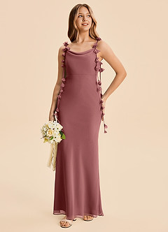 Azazie Trinity Junior Amethyst Mermaid Pleated Chiffon Dress image3