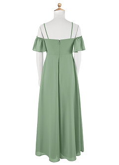 Azazie Sue Junior Jurk van Chiffon met A-Lijn Off the Shoulder Matcha image8