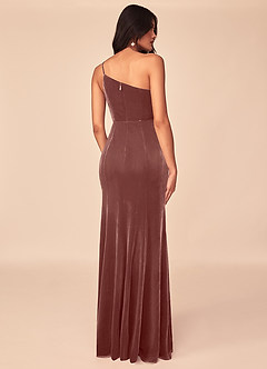 Azazie Kala Bridesmaid Dresses Rustic Rose A-Line One Shoulder Velvet Dress image2