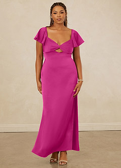 Christian Siriano Bridal for Azazie 1005 Bridesmaid Dresses Fuchsia Sheath Sweetheart Neckline Stretch Satin Dress image12