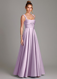 Azazie Azaria Brautjungfernkleider A-Linie Korsett Stretch-Satin Kleid Frostiges Flieder image4